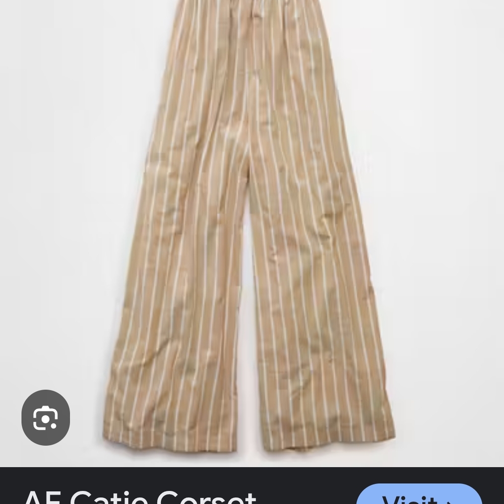 American Eagle Outfitters Tan Striped Wide Leg Pants